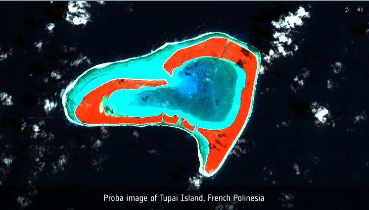 Proba image of Tupai Island, French Polynesia Proba image of Tupai Island, French Polynesia